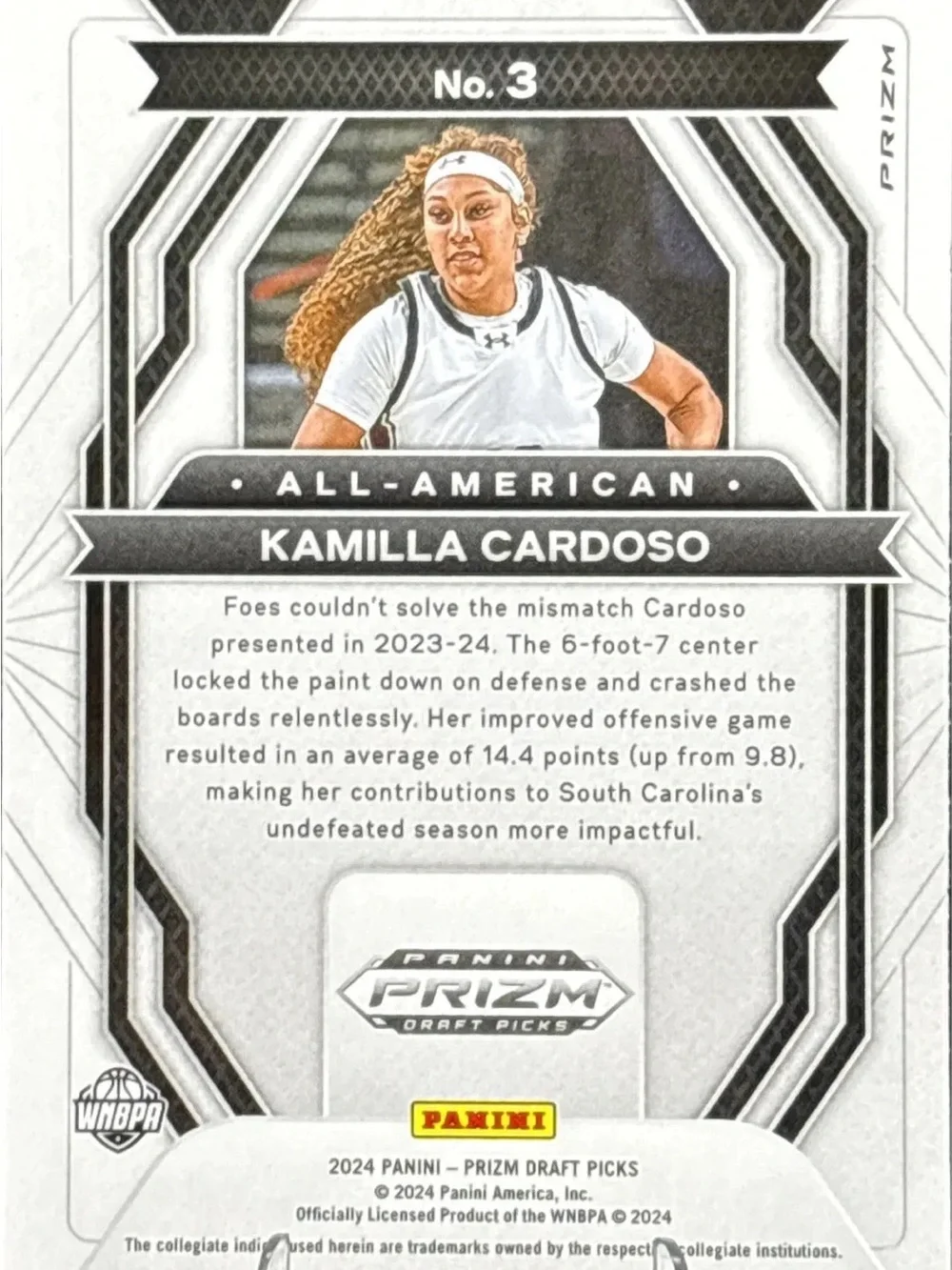Panini Prizm All-American Kamilla Cardoso Rookie Red Holo Rookie Card